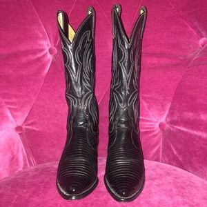Justin Boots- Vintage Black Iguana Lizard Black Kiddie